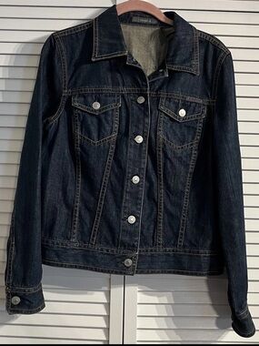 Liz Claiborne Dark Blue Denim Jacket with Button Front